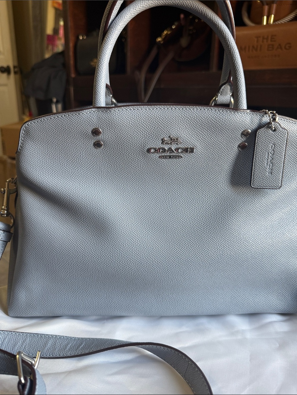Coach Light Gray Leather Satchel